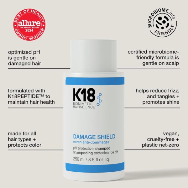 K18 Damage Shield Protective Shampoo, Reduces Frizziness & Tangles 250ml - Image 2